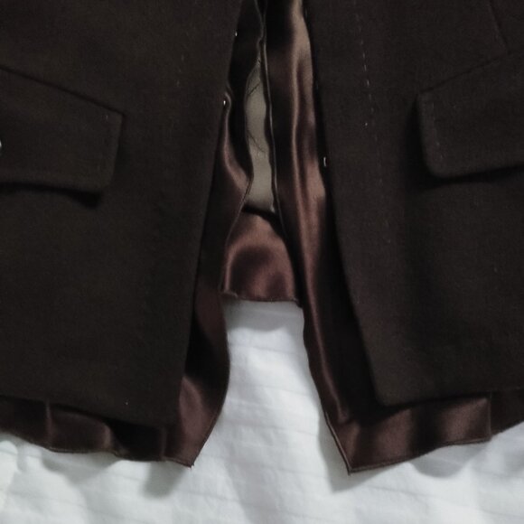 Strenesse Chocolate Brown Wool-Cashmere Jacket with Silk Ruffle - Picture 11 of 16